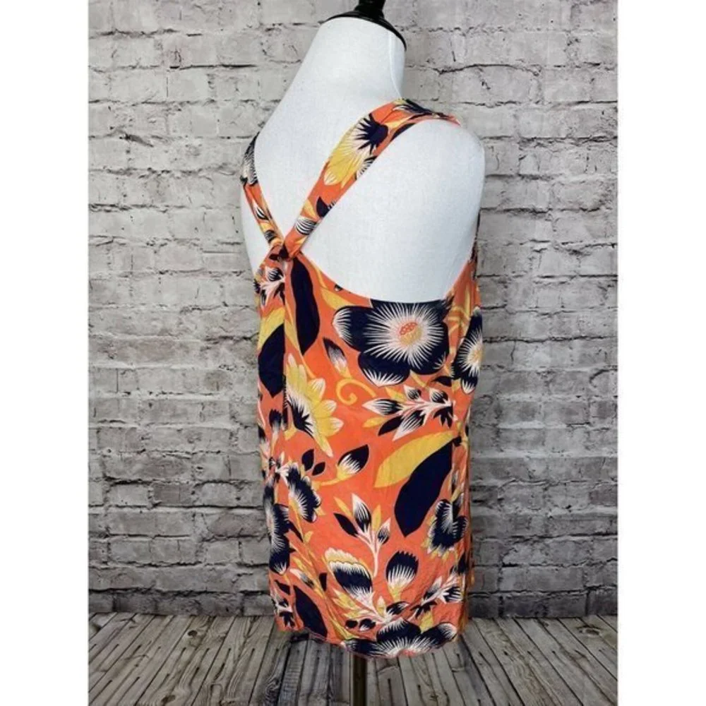 J Crew A7488‎ Hibiscus Floral Twist Back Top